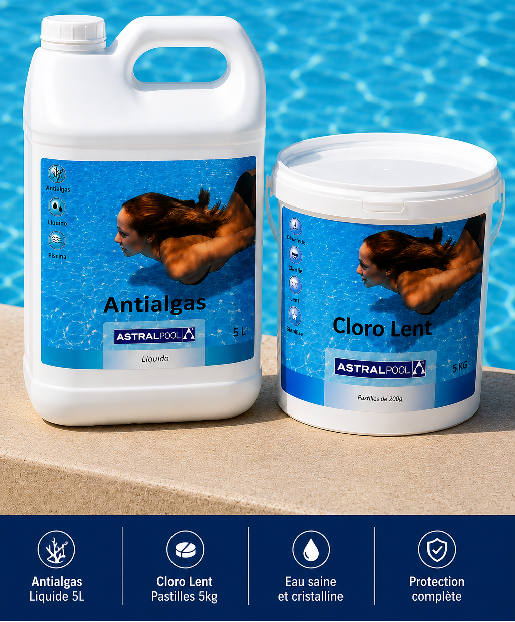 Pack Traitement Piscine – Antialgas + Chlore Lent (AstralPool)